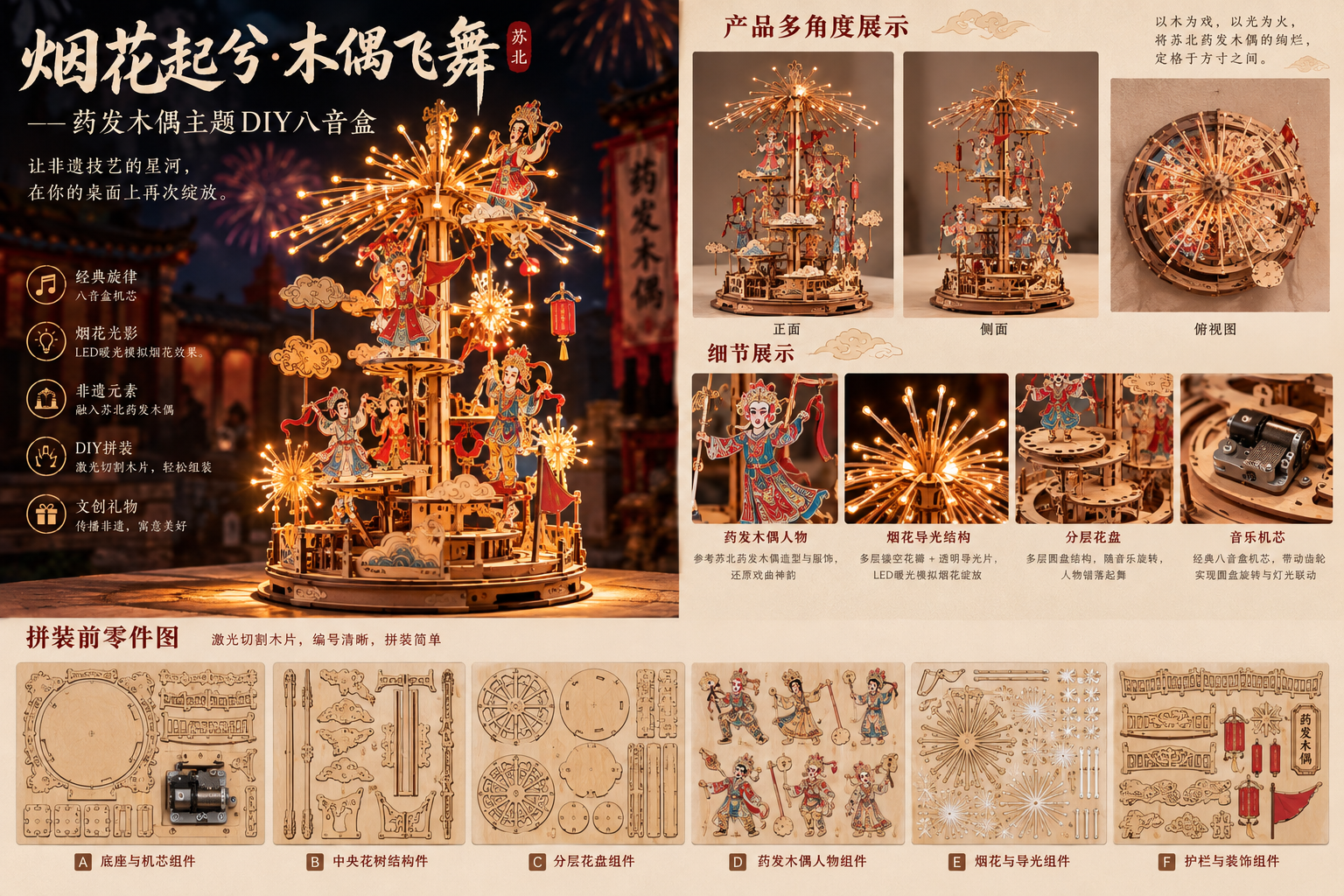 同学提供的药发木偶主题DIY八音盒概念展板